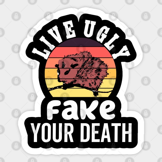 Live Ugly Fake Your Death Opossum Funny Sticker by Redmart